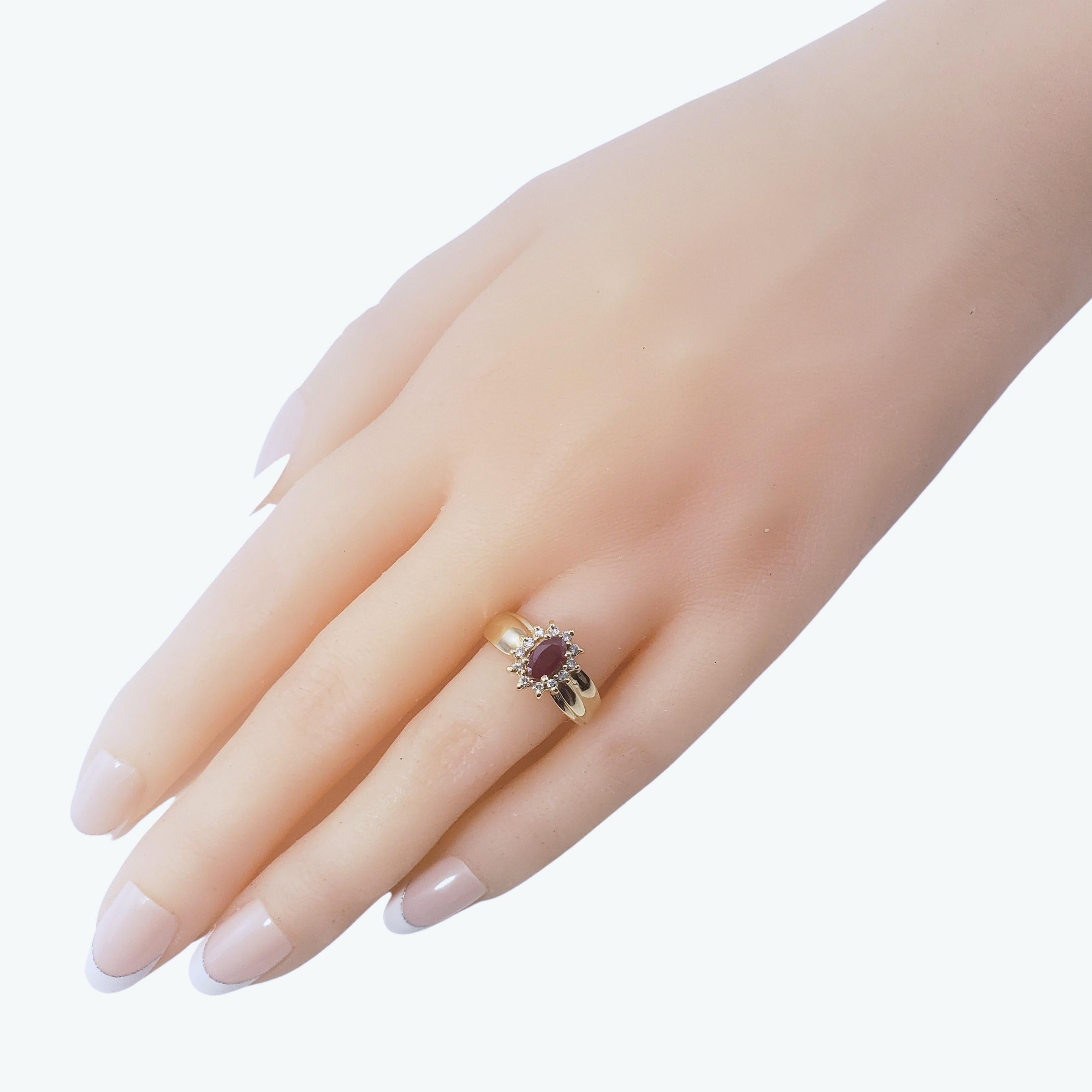 Women's 14 Karat Yellow Gold Ruby and Diamond Ring Size 5.5