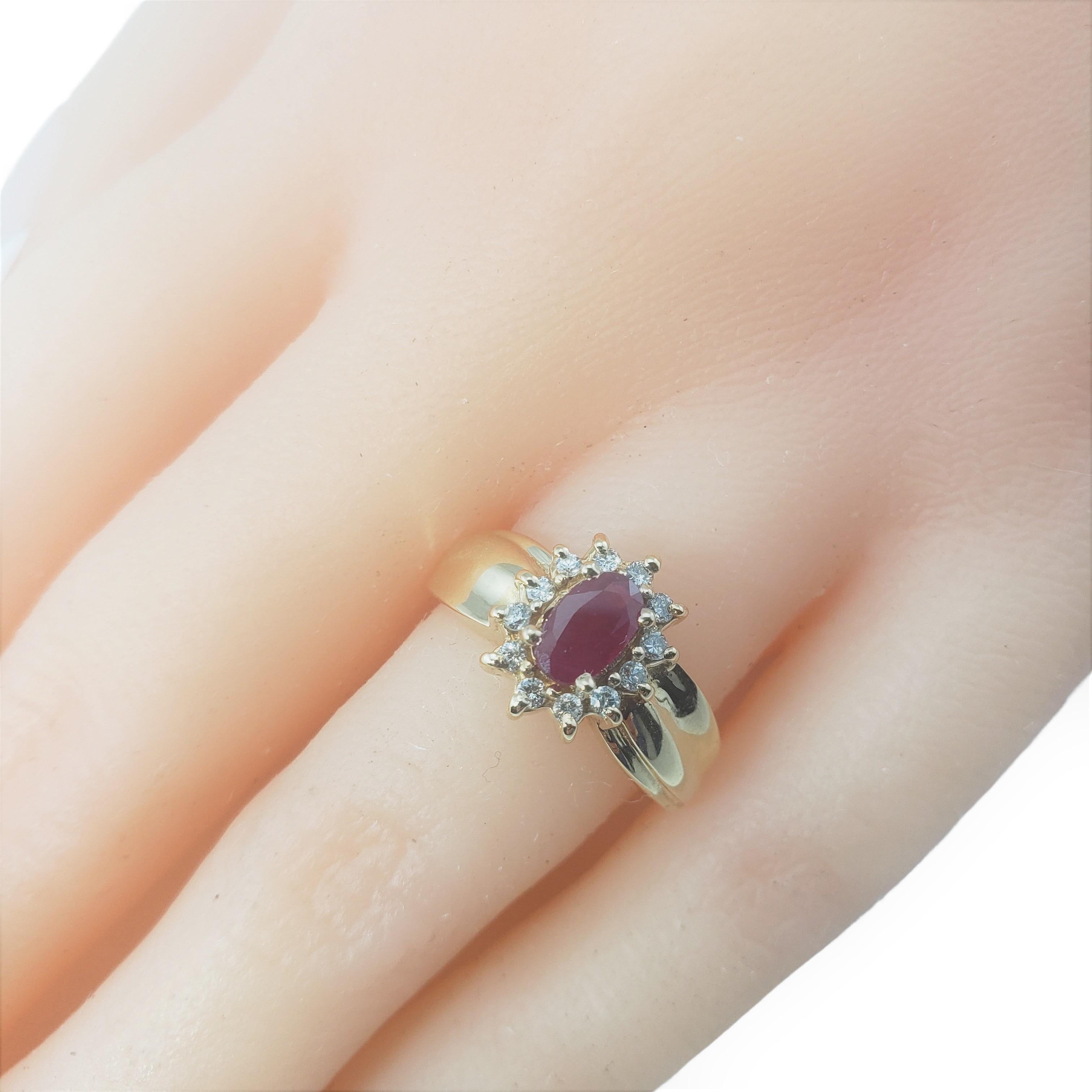 14 Karat Yellow Gold Ruby and Diamond Ring Size 5.5 1