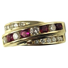 14 Karat Yellow Gold Ruby and Diamond Ring JAGi Certified
