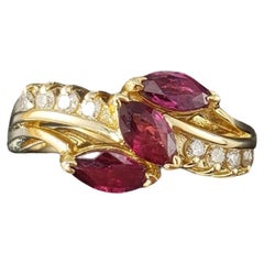 14 Karat Yellow Gold Ruby and Diamond Ring Size 6 #17427