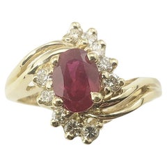 14 Karat Yellow Gold Ruby and Diamond Ring Size 6.75
