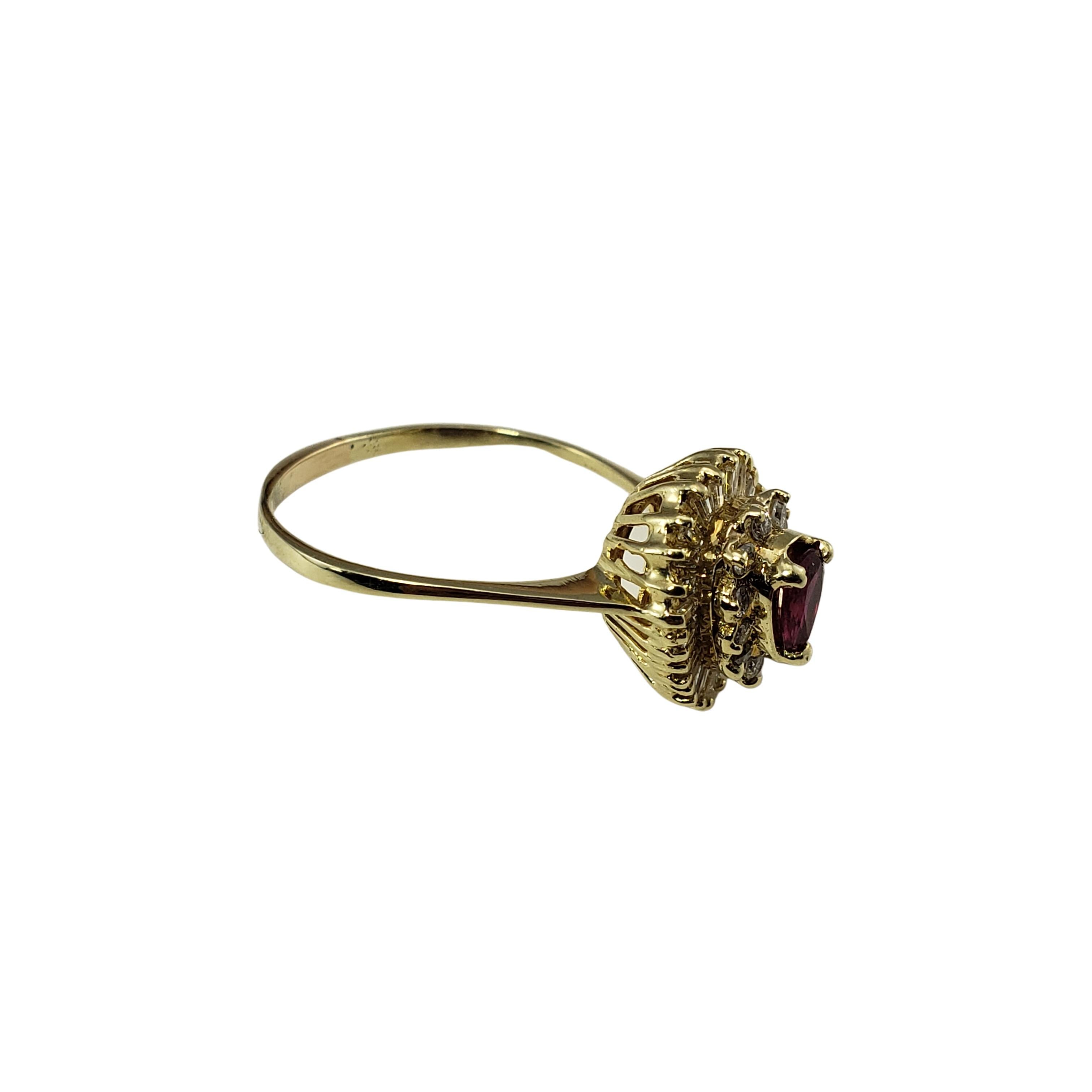 14 Karat Yellow Gold Ruby and Diamond Ring In Good Condition For Sale In Washington Depot, CT