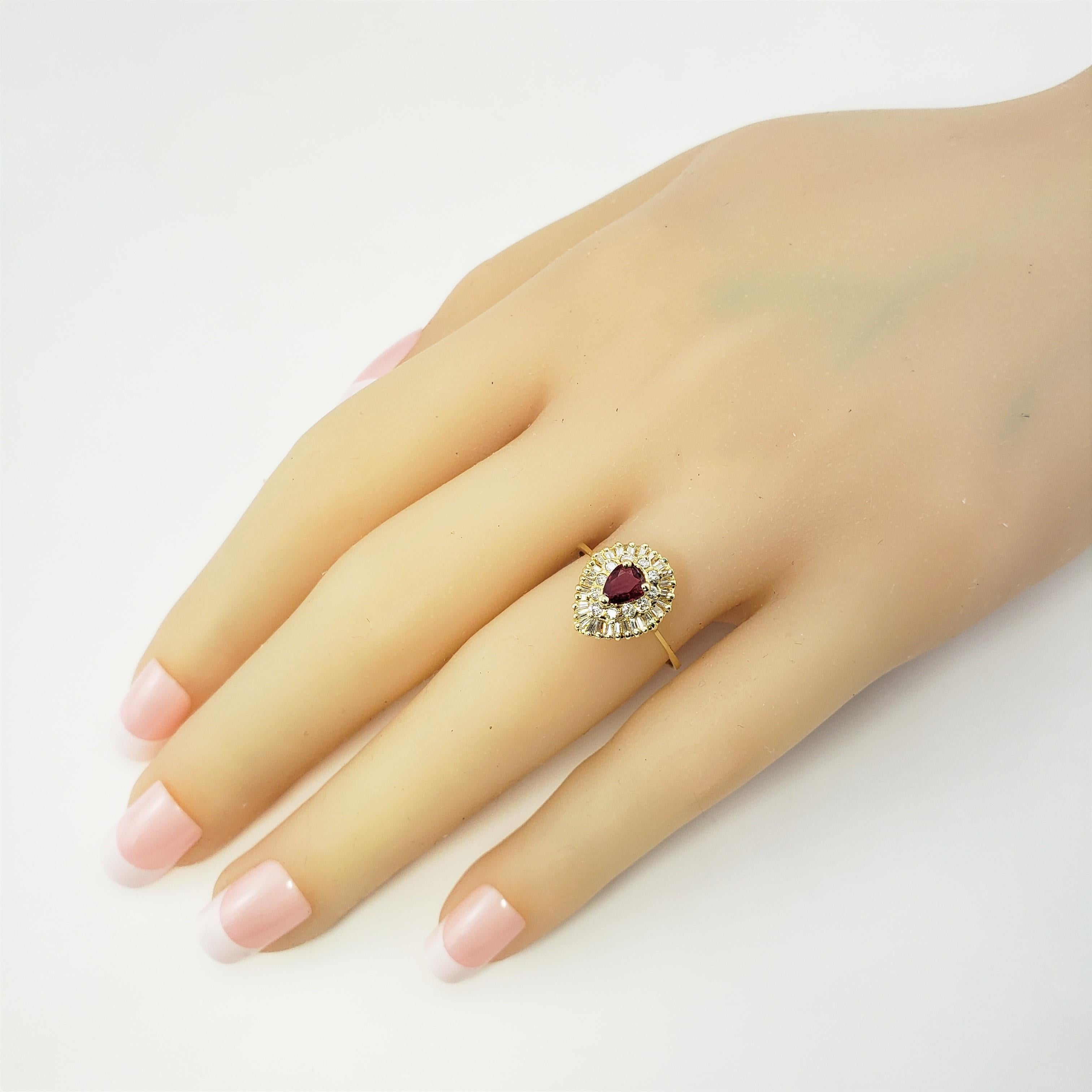 14 Karat Yellow Gold Ruby and Diamond Ring For Sale 1