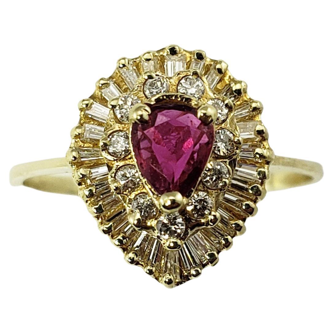 14 Karat Yellow Gold Ruby and Diamond Ring