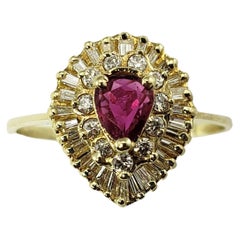 14 Karat Yellow Gold Ruby and Diamond Ring