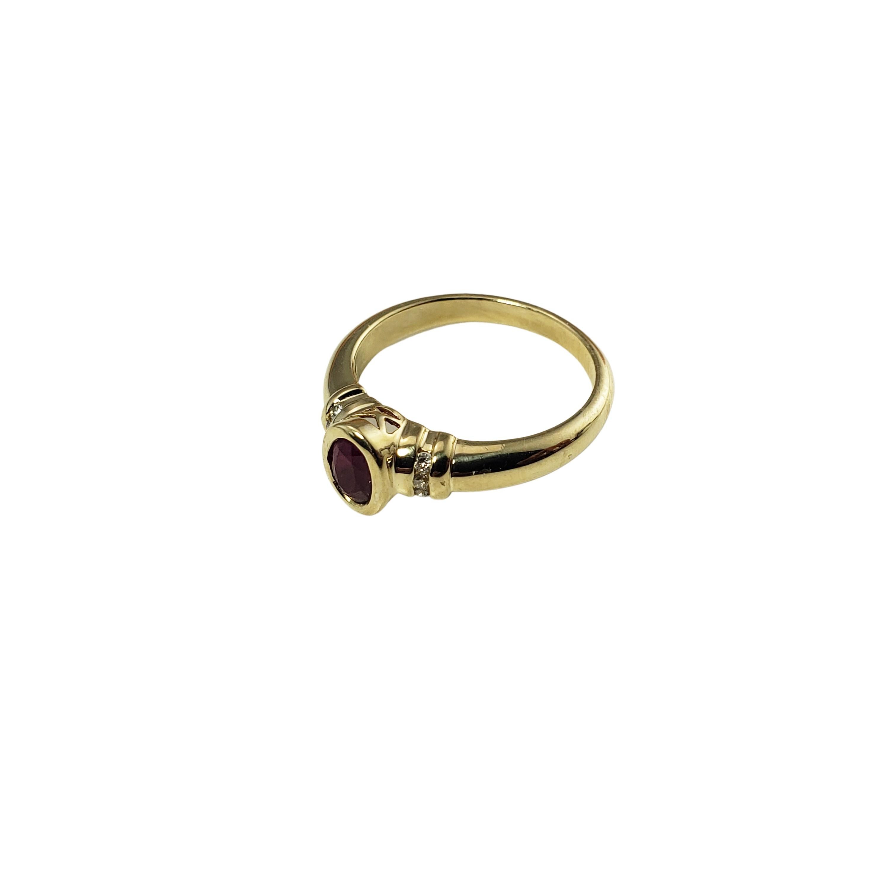 14 Karat Yellow Gold Ruby and Diamond Ring For Sale 1