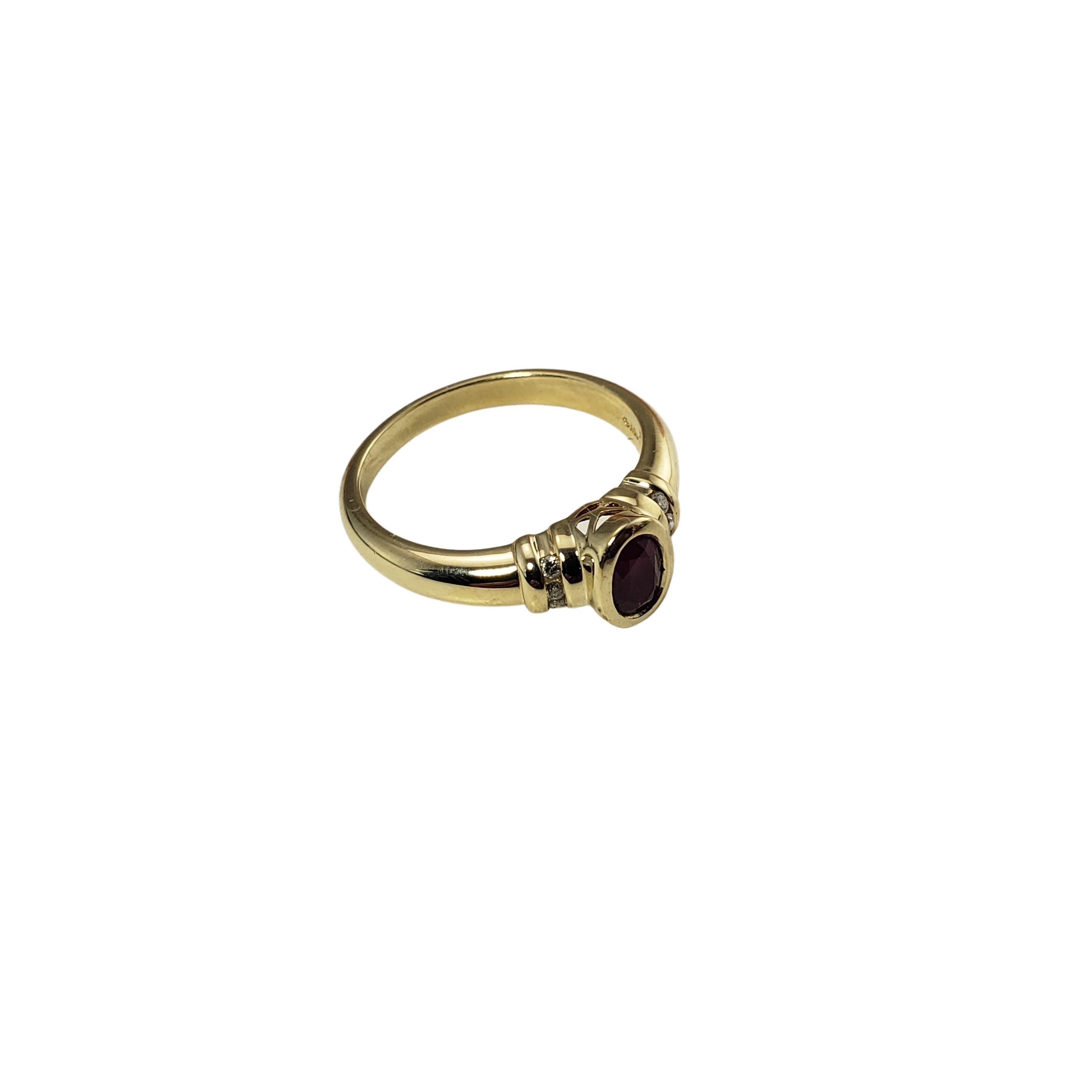 14 Karat Yellow Gold Ruby and Diamond Ring For Sale 2