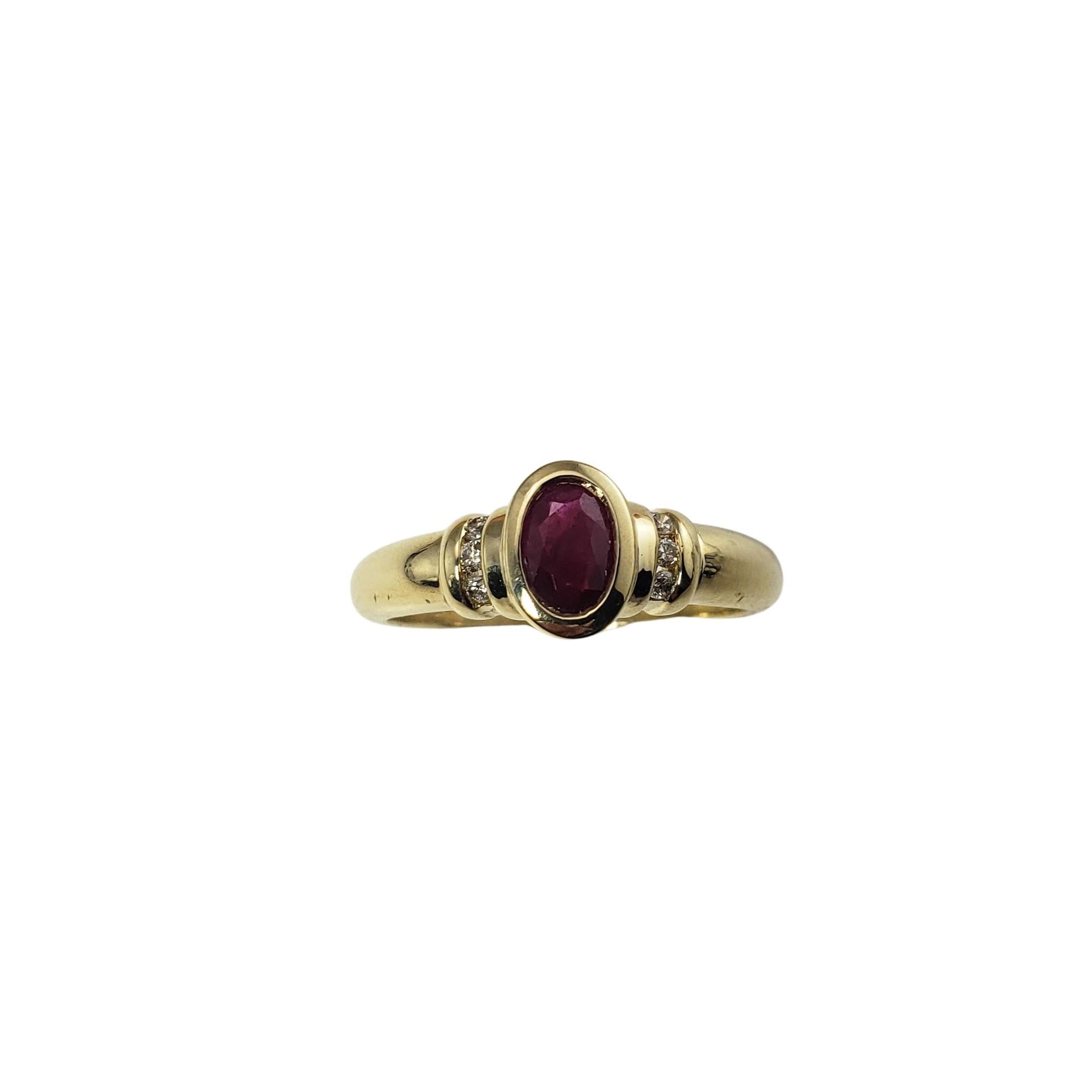 14 Karat Yellow Gold Ruby and Diamond Ring For Sale 4