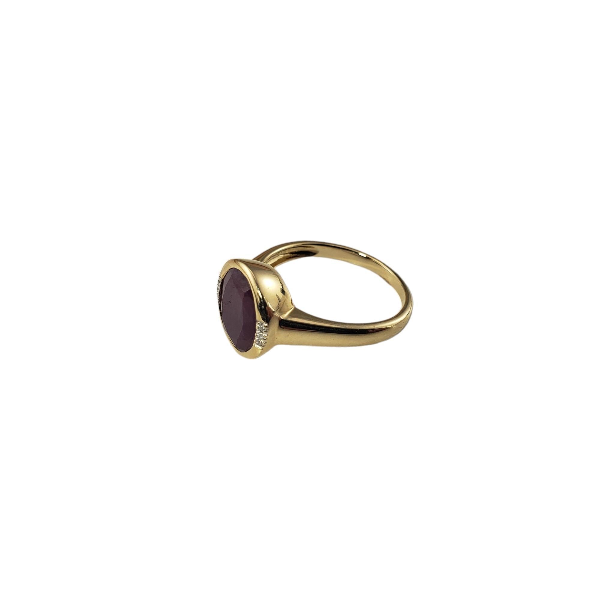 Oval Cut 14 Karat Yellow Gold Ruby and Diamond Ring Size 8 #15720