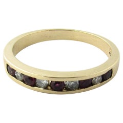 14 Karat Yellow Gold Ruby and Diamond Wedding Band