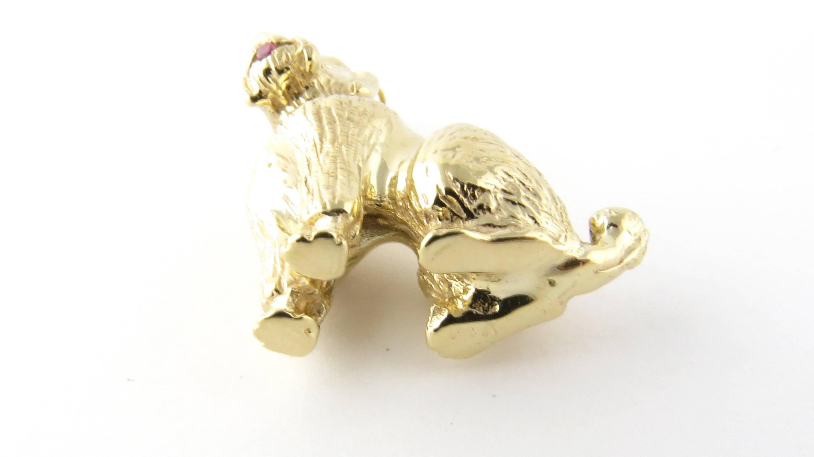 14 Karat Yellow Gold, Ruby and Sapphire Poodle Charm In Excellent Condition In Washington Depot, CT