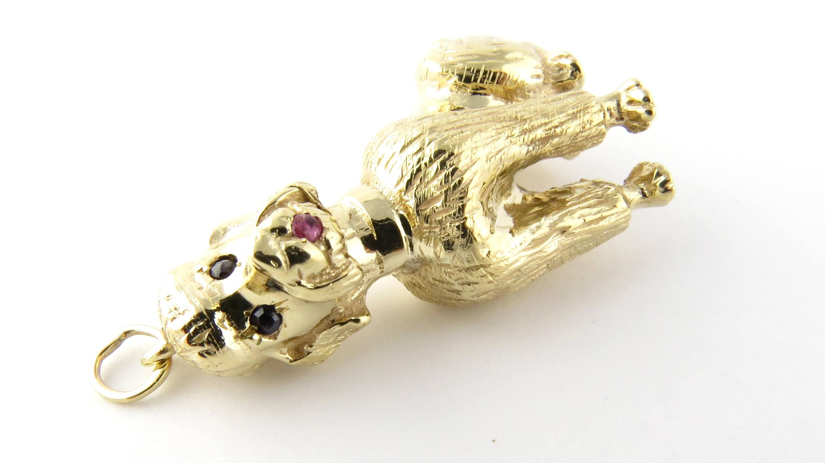 14 Karat Yellow Gold, Ruby and Sapphire Poodle Charm 1