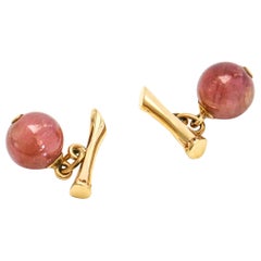 14 Karat Yellow Gold Ruby Beads Cufflinks