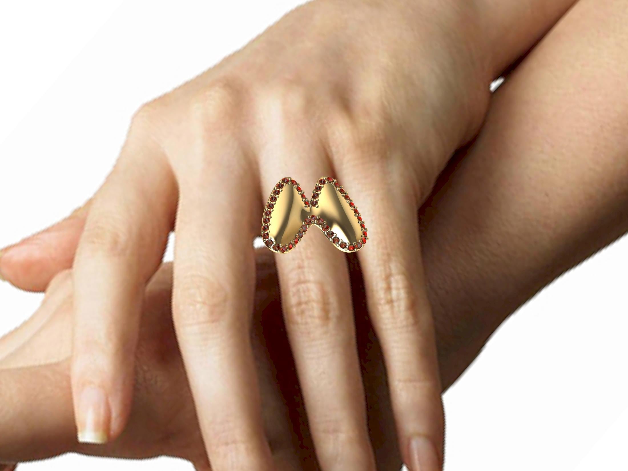 For Sale:  14 Karat Yellow Gold Ruby Butterfly Ring 10