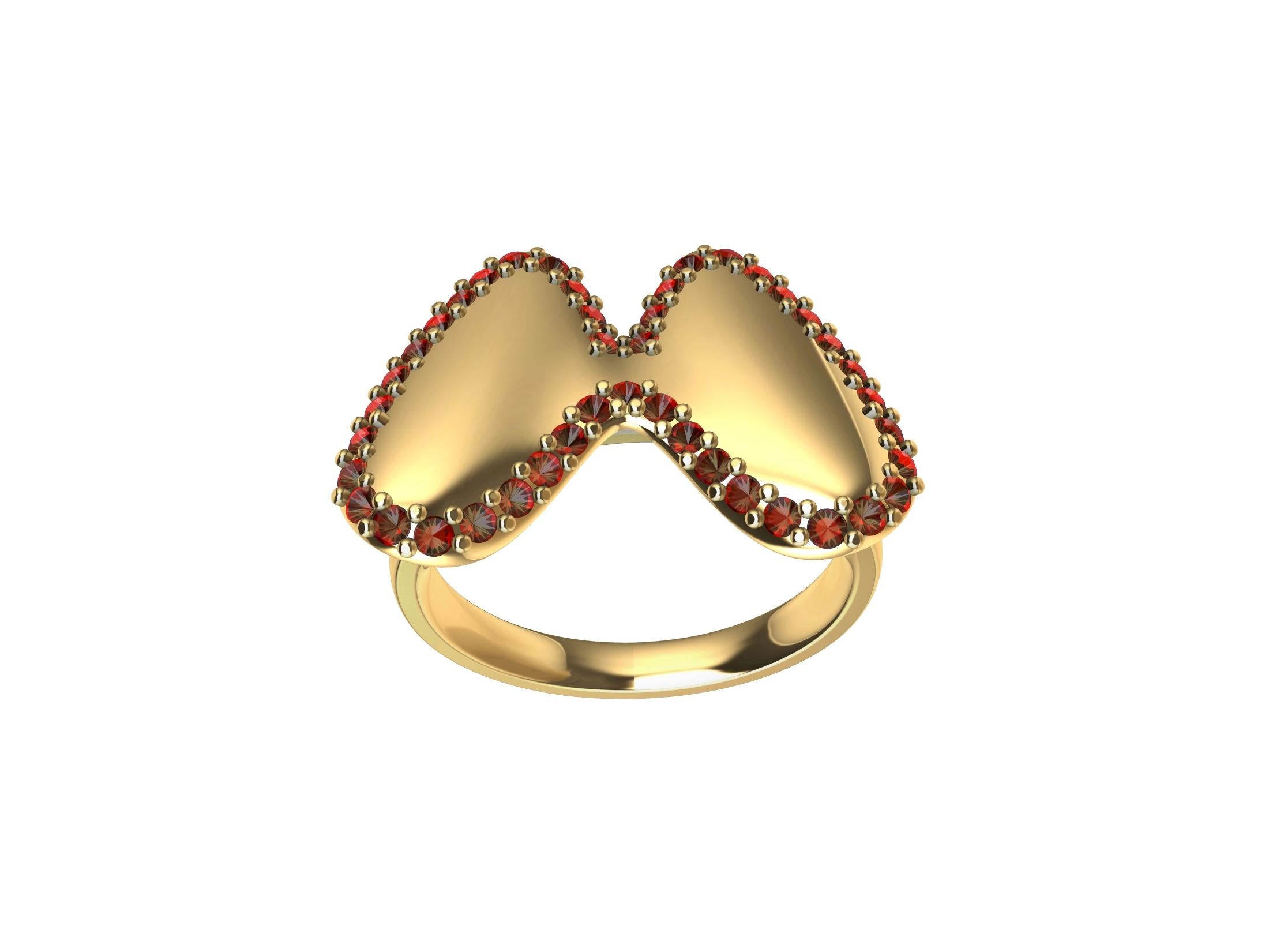 For Sale:  14 Karat Yellow Gold Ruby Butterfly Ring 4