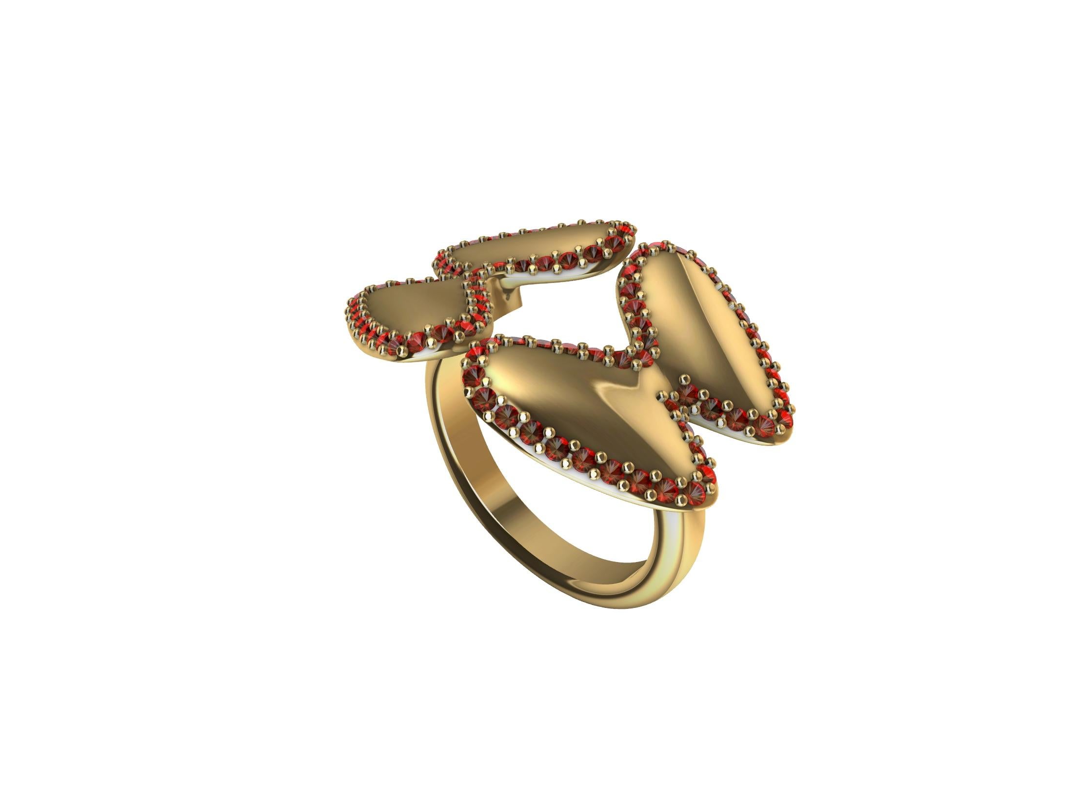 For Sale:  14 Karat Yellow Gold Ruby Butterfly Ring 5