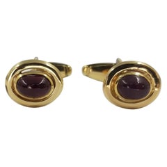 14 Karat Yellow Gold and Ruby Cabochon Cufflinks 14 Karat Yellow Gold and Ruby Cabochon Cufflinks