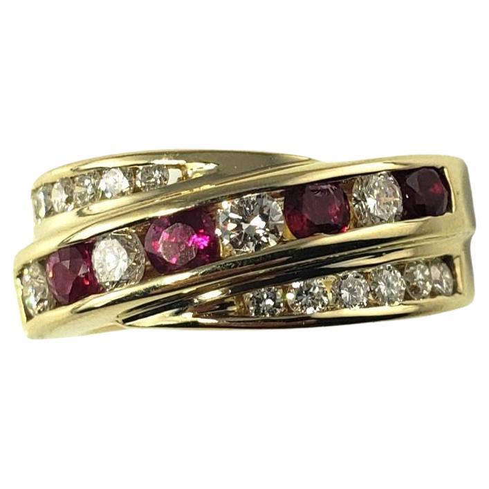 14 Karat Yellow Gold Ruby & Diamond Ring Size 5.75 JAGi Certified#16638 For Sale