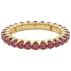 14 Karat Yellow Gold Ruby Eternal Fit Eternity Band Features 1.43 Carat of Red