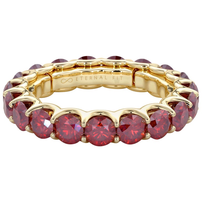 14 Karat Yellow Gold Ruby Eternal Fit Eternity Band Features 3.60 Carat ...