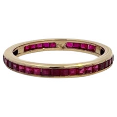 Antique Retro 14 Karat Yellow Gold French Cut Ruby Eternity Band .80 Carats