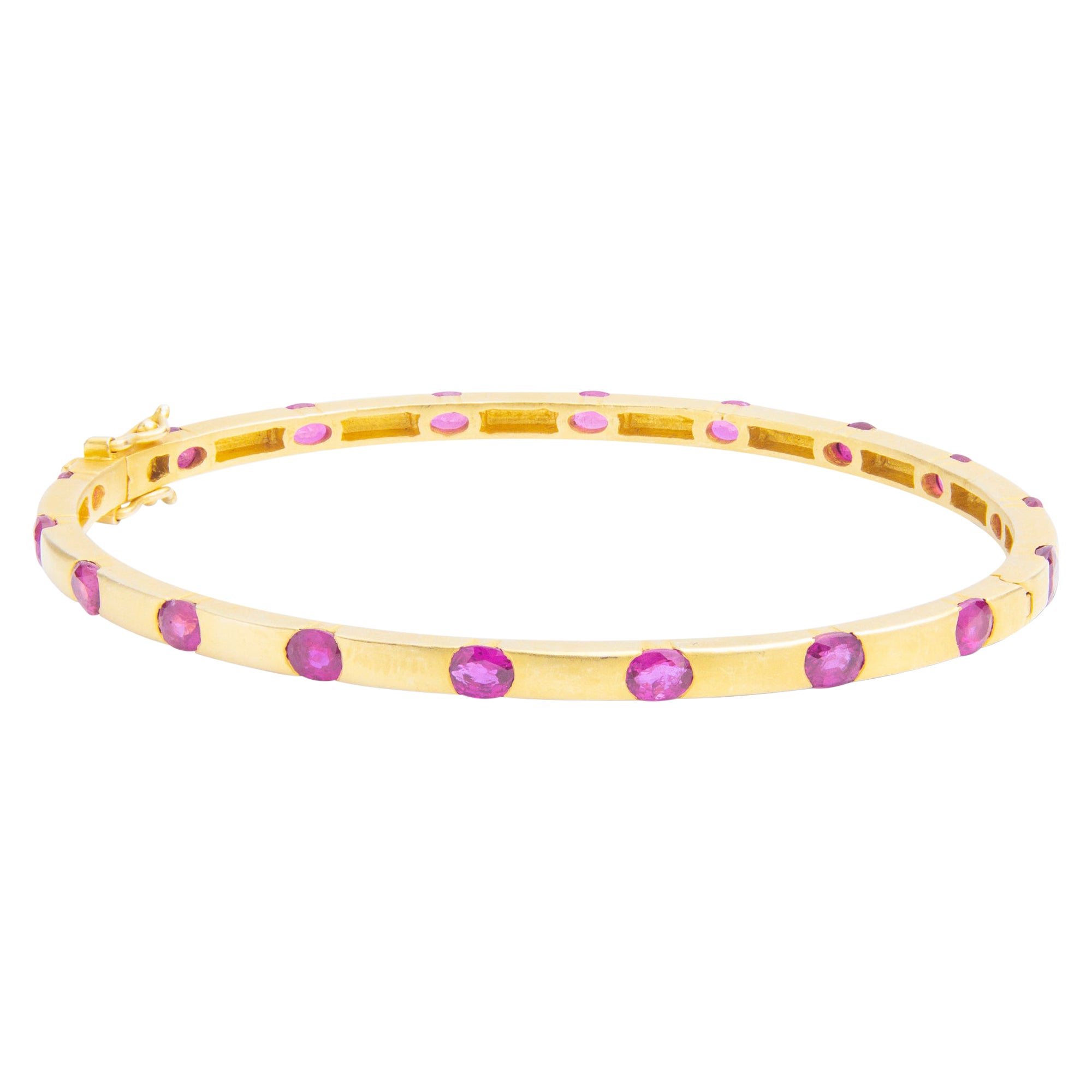 Bracciale con cerniera in oro giallo 14 carati e rubino