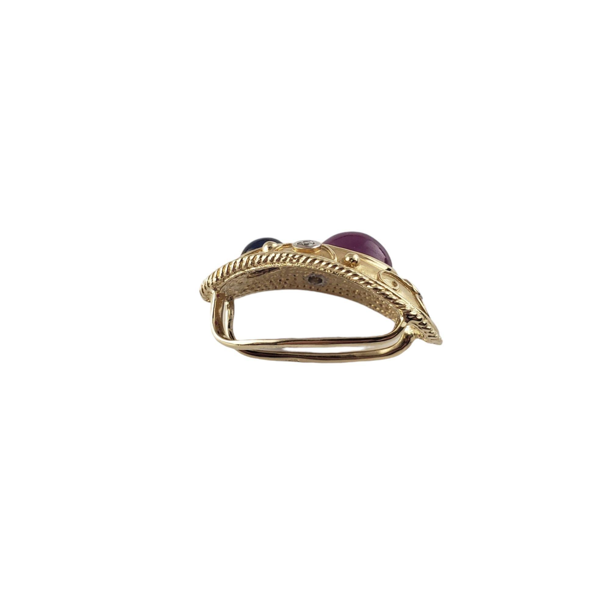 14 Karat Yellow Gold Ruby, Sapphire and Diamond Slide Pendant #14045 For Sale 4