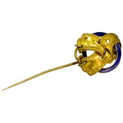 Antique 14 Karat Yellow Gold Russia Enamel Hat Needle Stick Pin