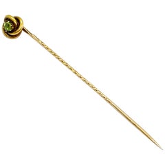 14 Karat Yellow Gold Russia Green Stone Stickpin (épingle à nourrice en or jaune)