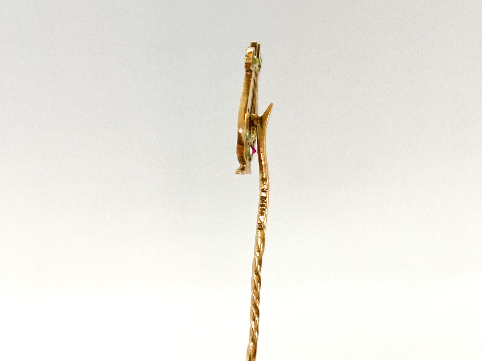 Russian Empire 14 Karat Yellow Gold Russia Lyre Stickpin 56 Russian Gold For Sale