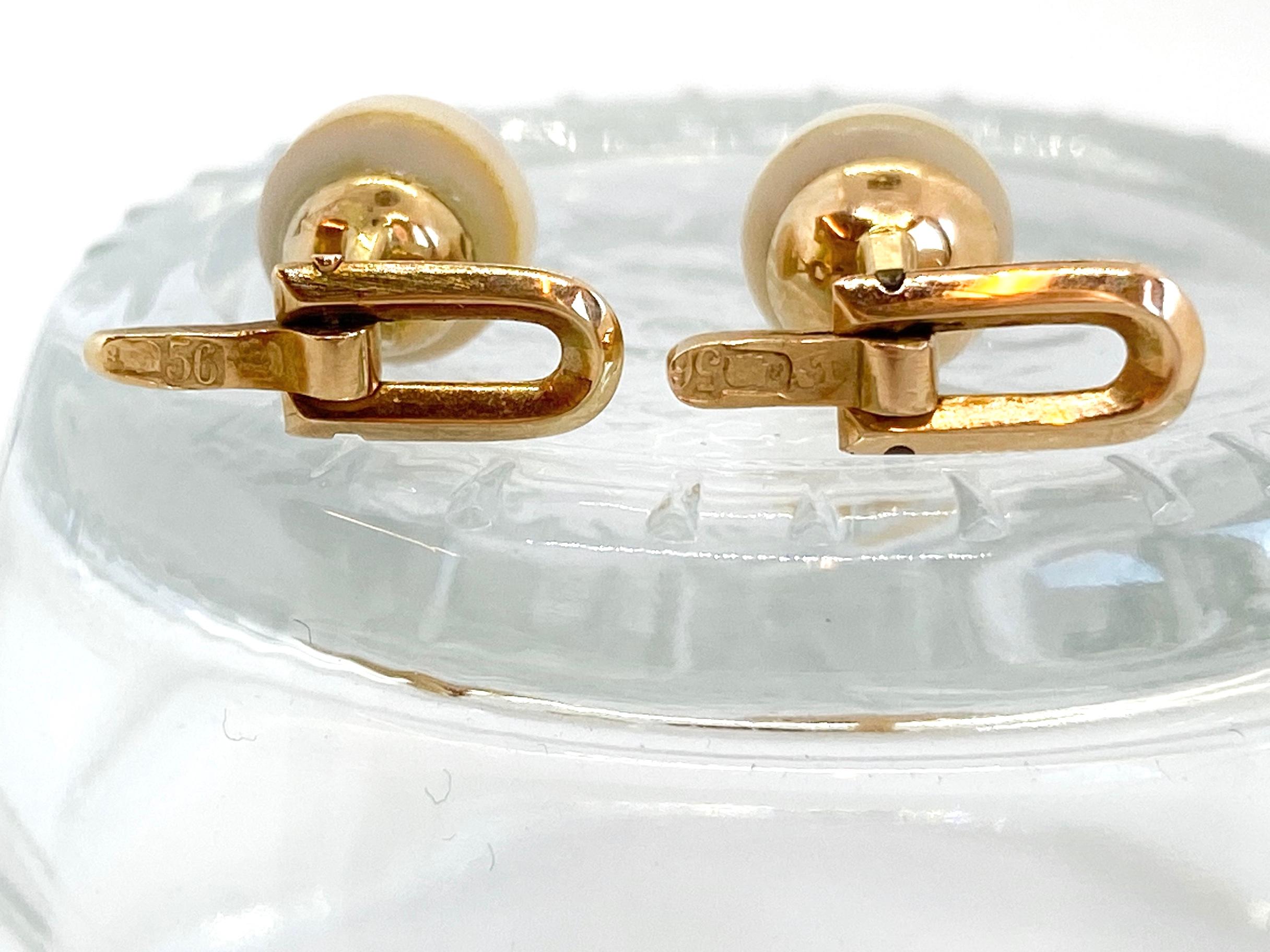 14 Karat Gelbgold Russland Perlenhemd-Knöpfe für Damen oder Herren im Angebot