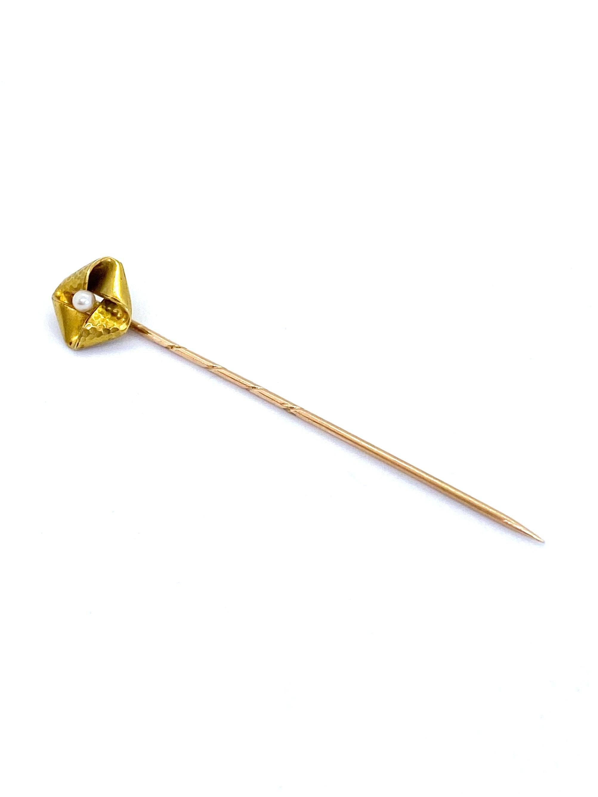 Russian Empire 14 Karat Yellow Gold Russia Pearl Stickpin For Sale