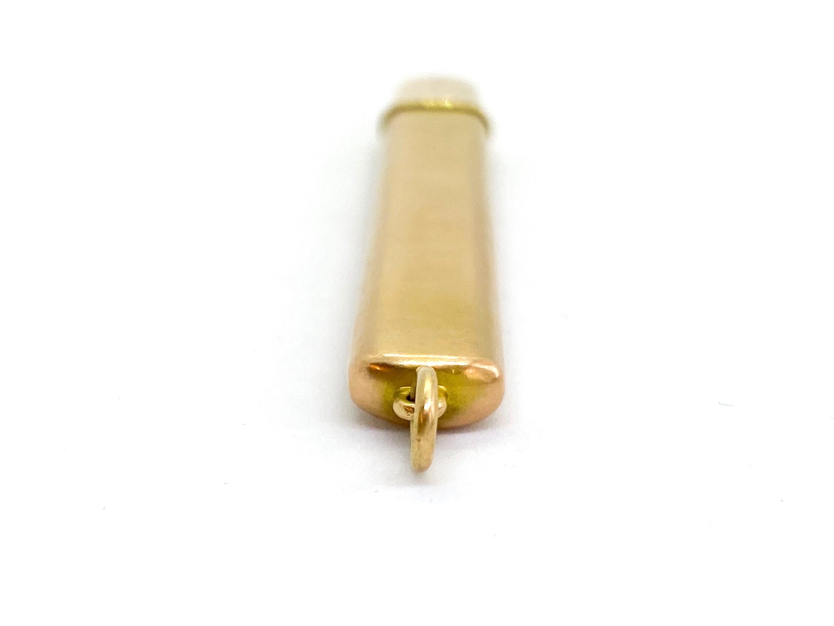Women's or Men's 14 Karat Yellow Gold Russia Pencil Case Pendant