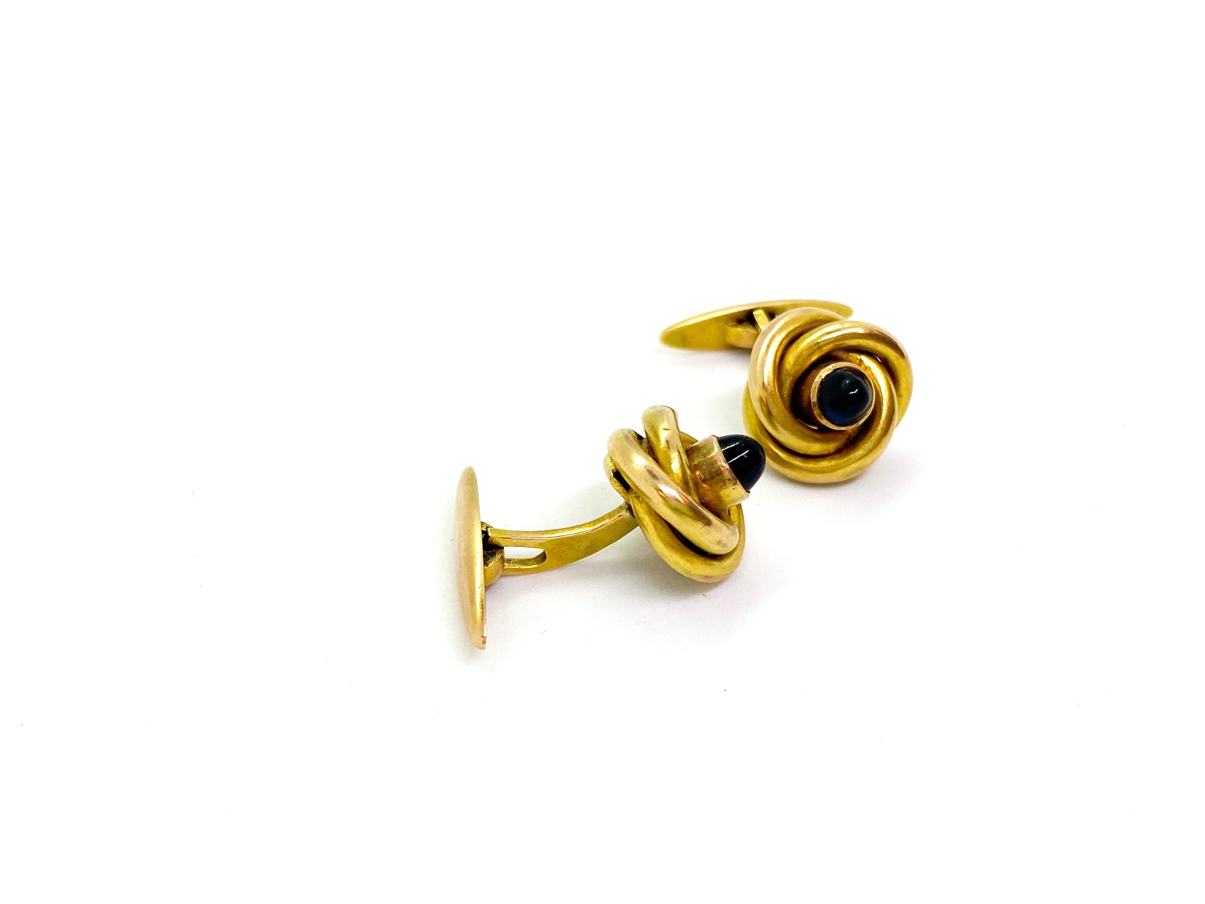 gold sapphire cufflinks