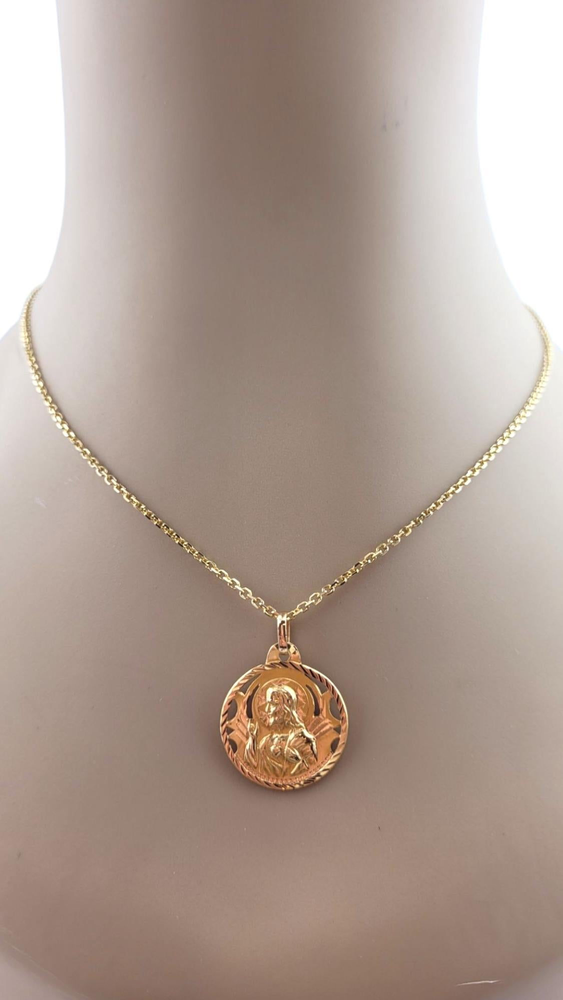 14 Karat Yellow Gold Sacred Heart Of Jesus and Blessed Mother Pendant #22236 in vendita 4