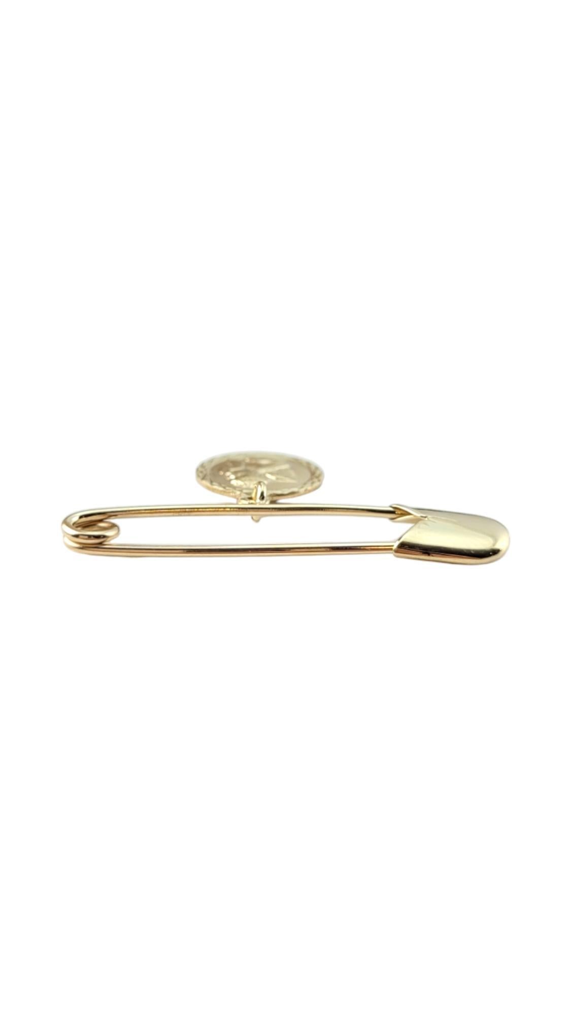 Women's 14 Karat Yellow Gold Safety Pin with Angel Charm #20729 For Sale