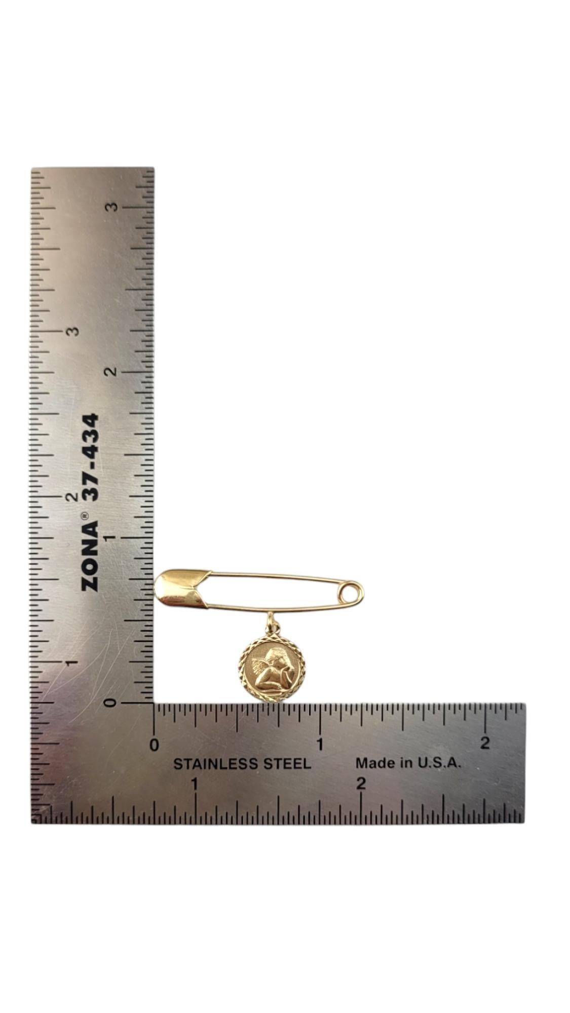 14 Karat Yellow Gold Safety Pin with Angel Charm #20729 For Sale 4
