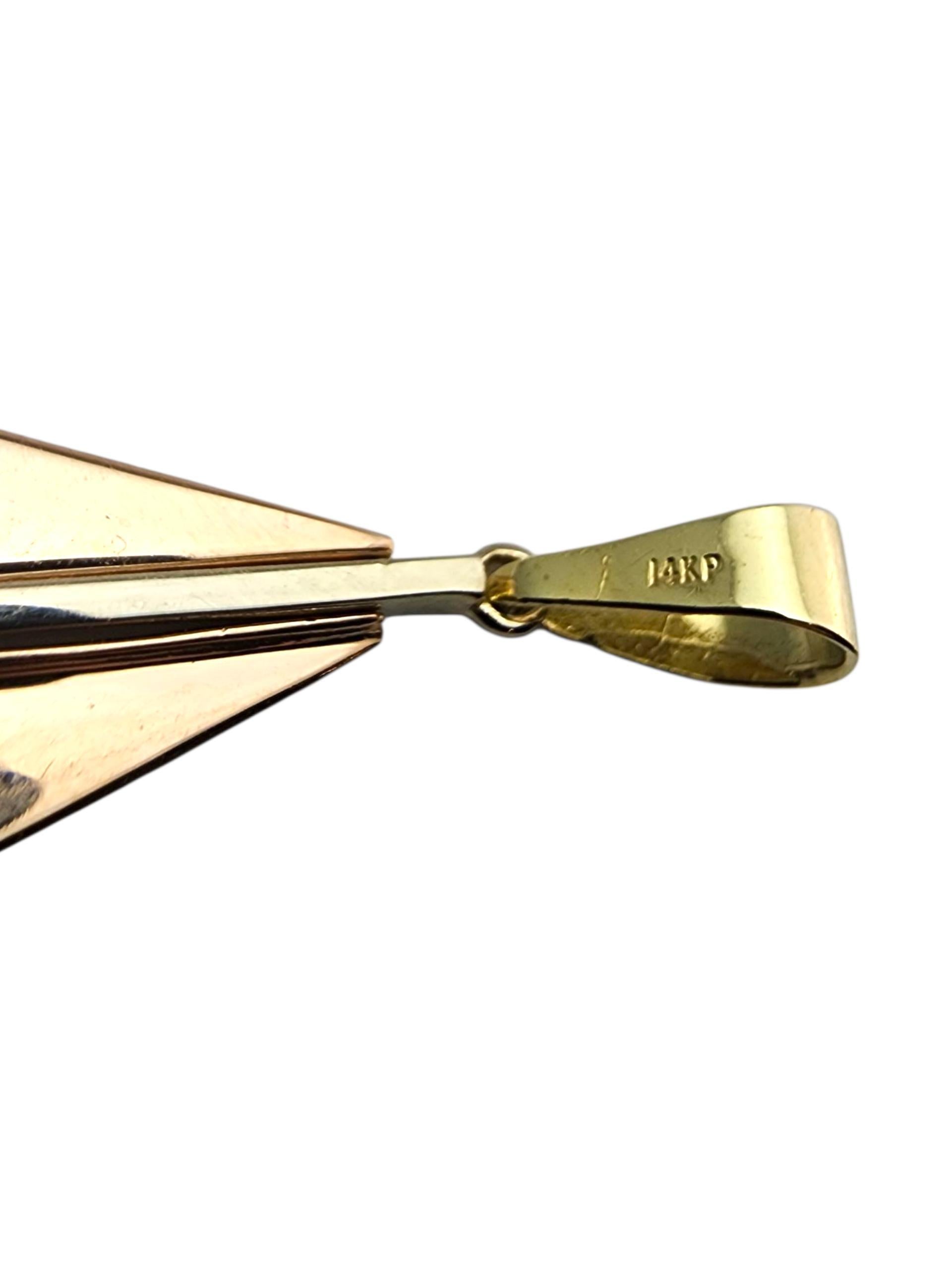 Pendentif voilier en or jaune 14 carats #23590 en vente 2