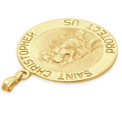 14 Karat Yellow Gold Saint Christopher Medal Pendant