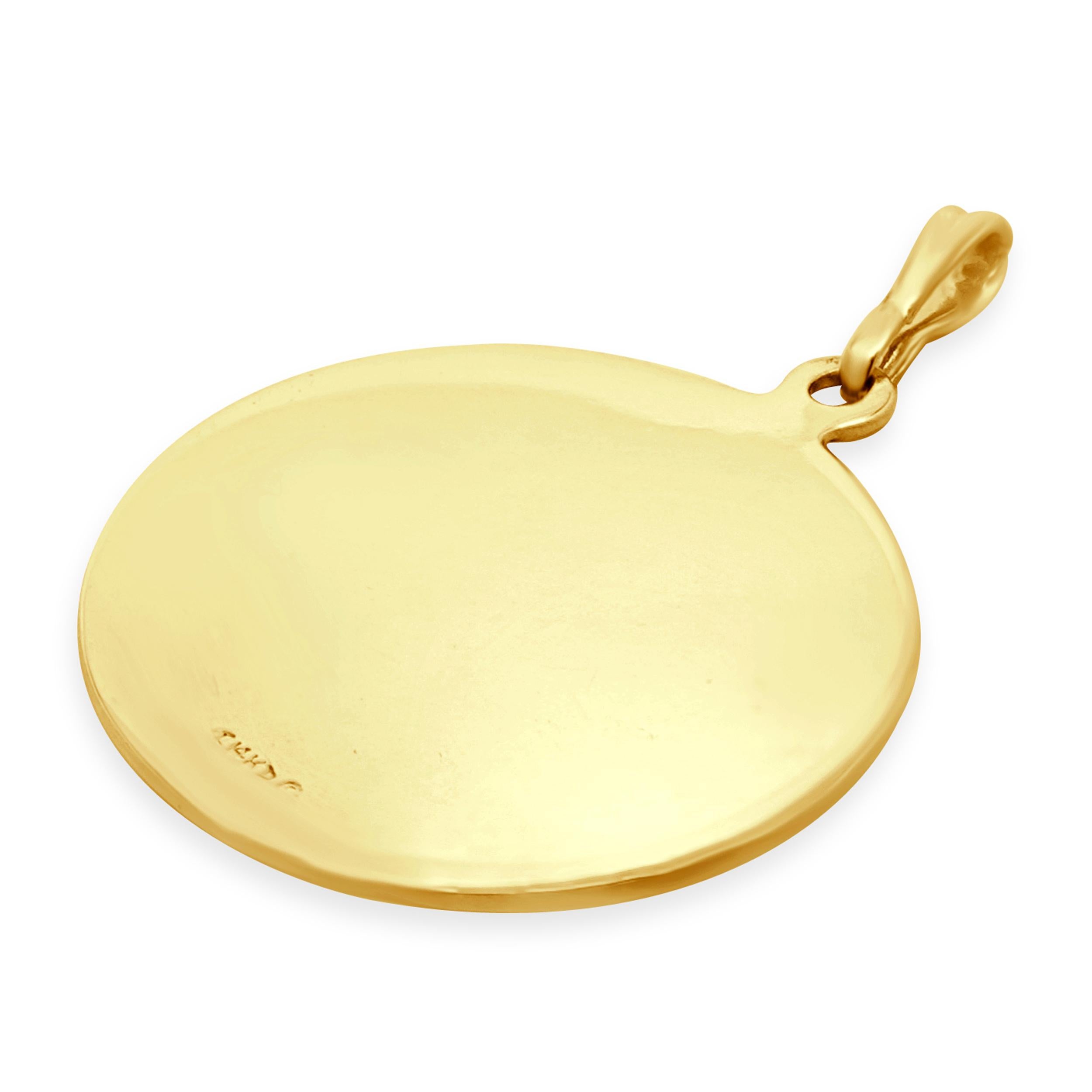 Ciondolo con medaglia di San Cristoforo in oro giallo 14 carati In condizioni ottime in vendita a Scottsdale, AZ