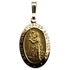 Pendentif Saint-Christophe en or jaune 14 carats #23688