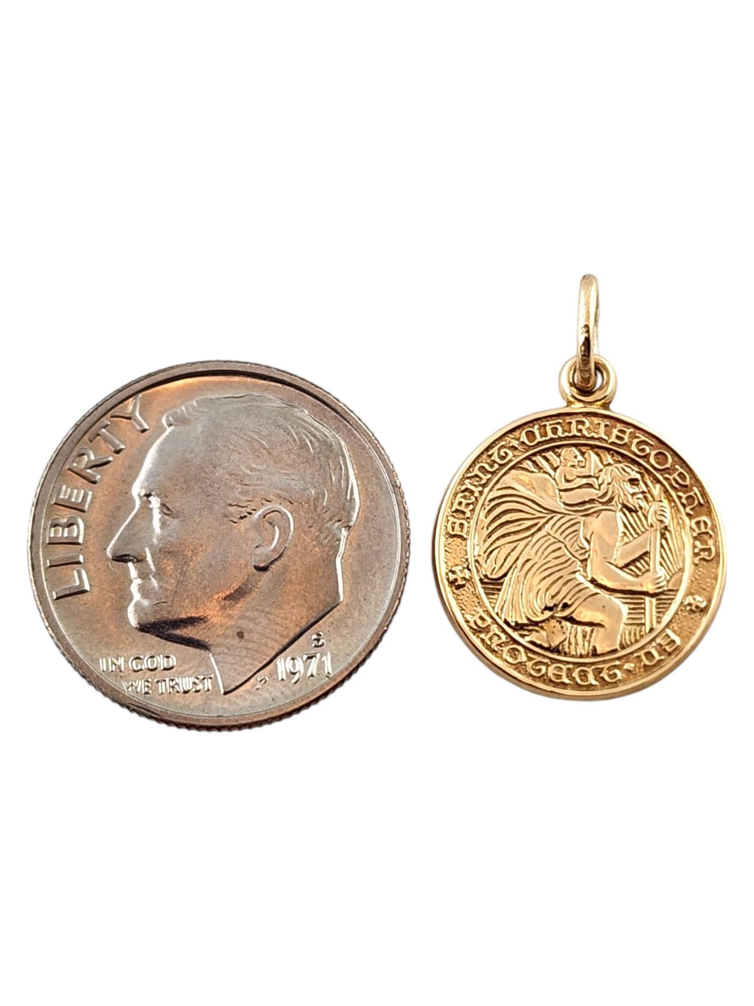 Women's 14 Karat Yellow Gold Saint Christopher Protect Us Charm #18540