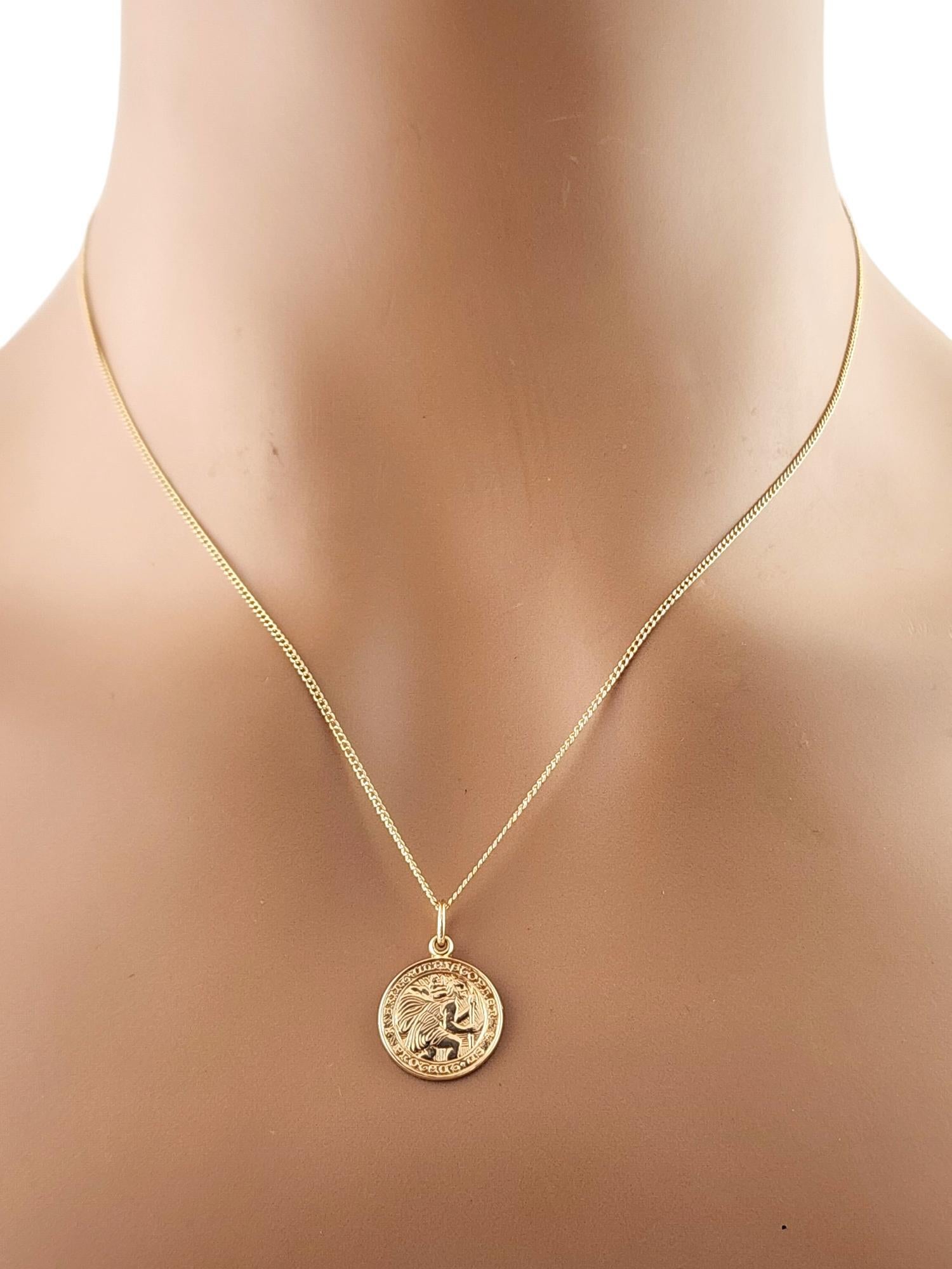 14 Karat Yellow Gold Saint Christopher Protect Us Charm #18540 2