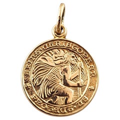 14 Karat Yellow Gold Saint Christopher Protect Us Charm #18540