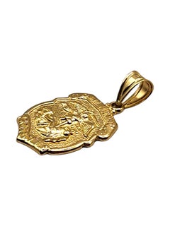 14 Karat Yellow Gold Saint Michael Protect Us Badge Pendant #19991