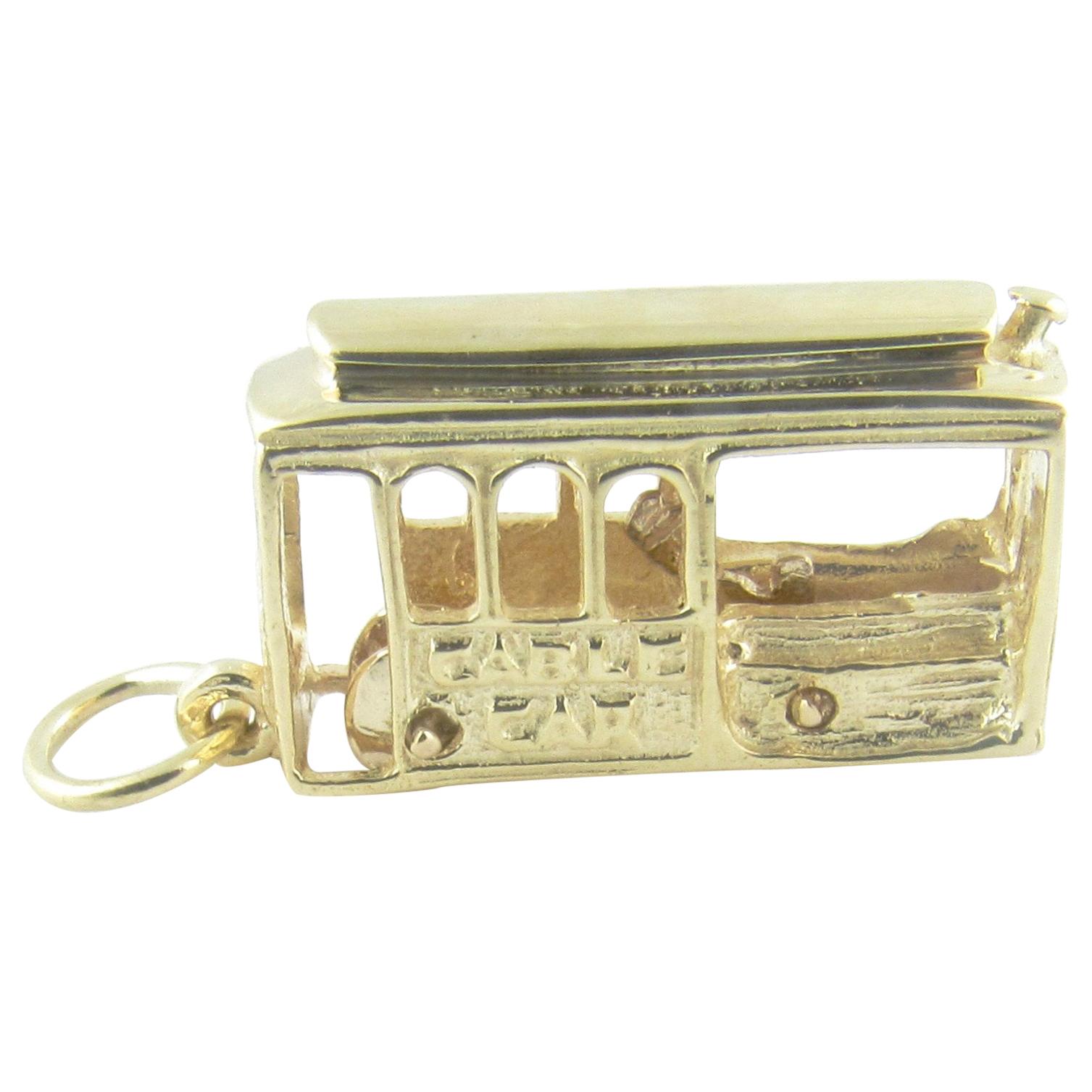 14 Karat Yellow Gold San Francisco Cable Car Charm For Sale