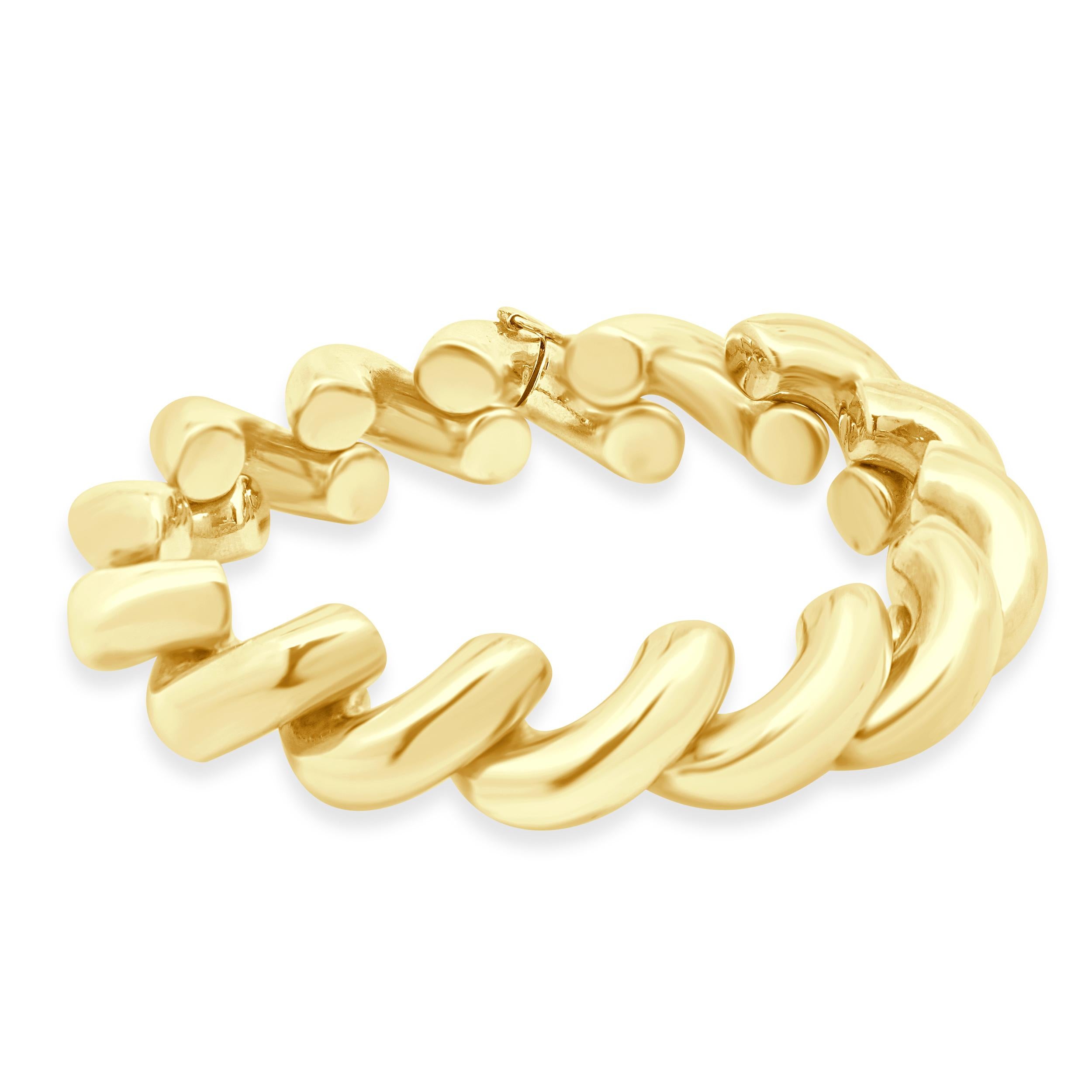 14 Karat Yellow Gold San Marco Link Bracelet en venta
