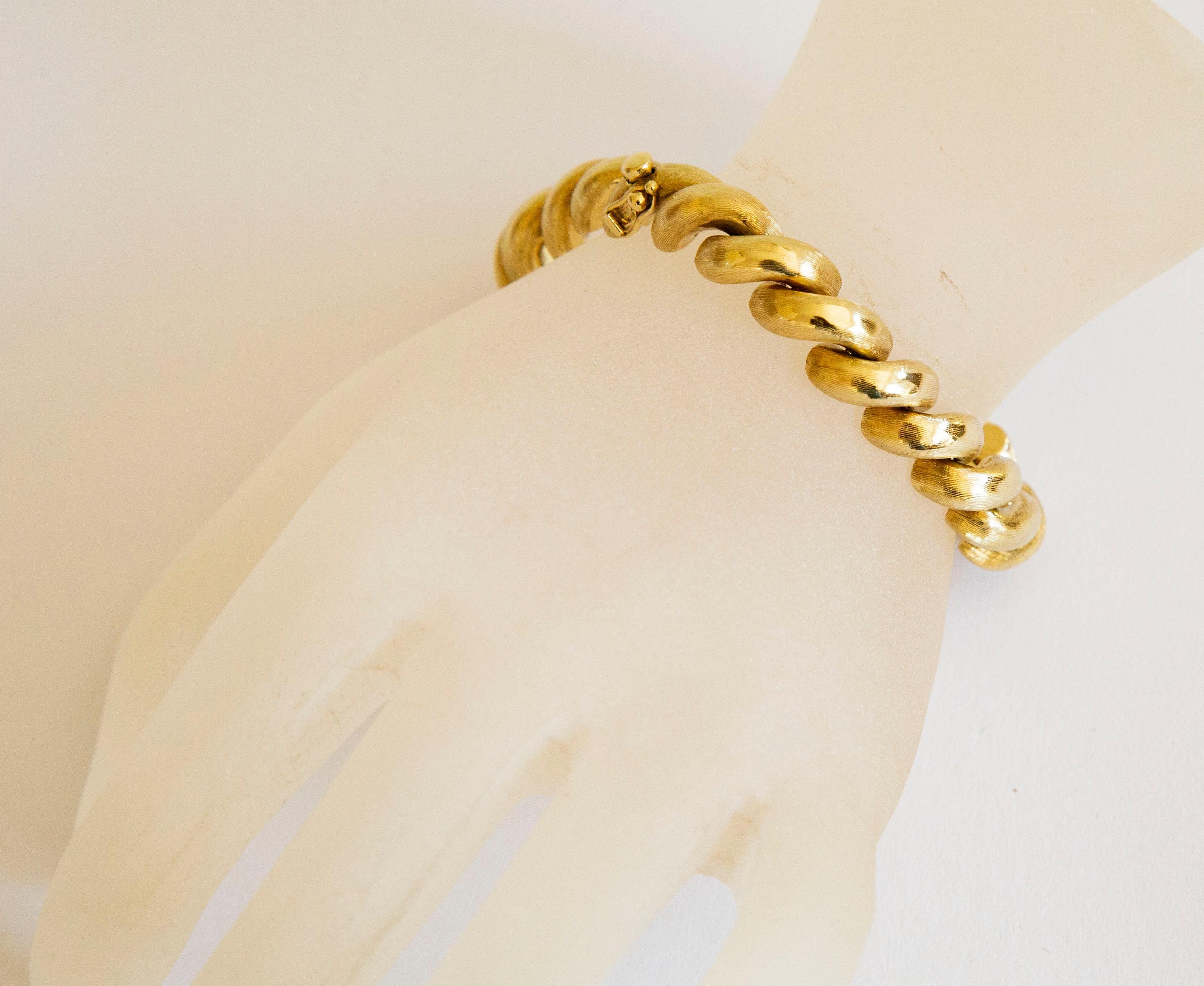 Bracelet à maillons en or jaune 14 carats et macaroni de San Marco Unisexe en vente