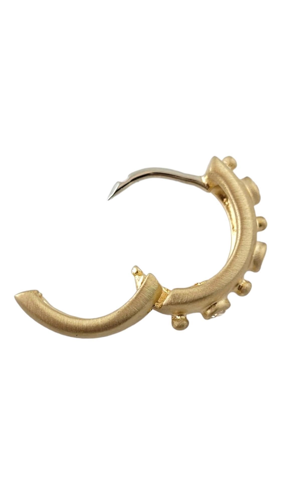 14 Karat Yellow Gold Sand Blast Finish Diamond Hoop Earrings #17715 In Good Condition For Sale In Washington Depot, CT