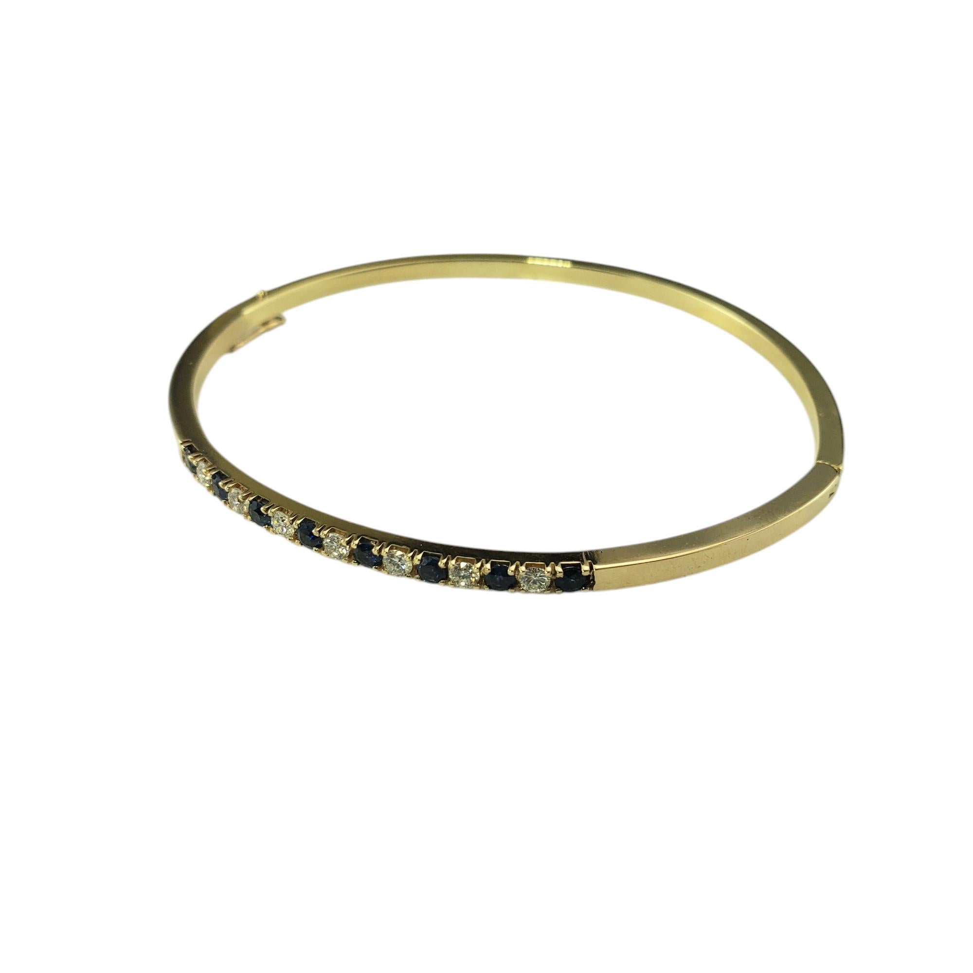 Contemporary 14 Karat Yellow Gold Sapphire and Diamond Bangle Bracelet #19853 For Sale